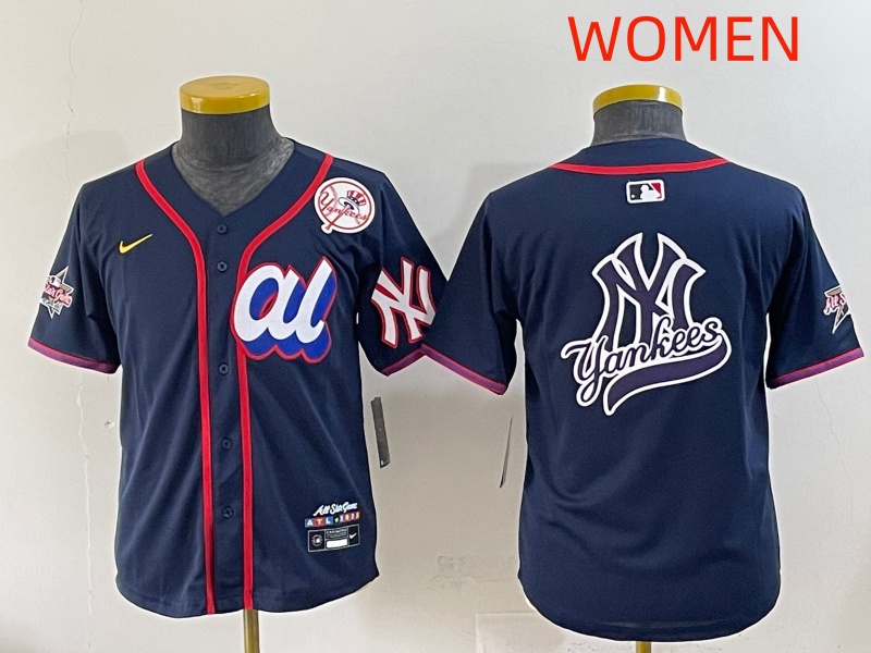 Women 2025 New York Yankees Blank Drak Blue All star Blank Blue Nike MLB Jersey style 11